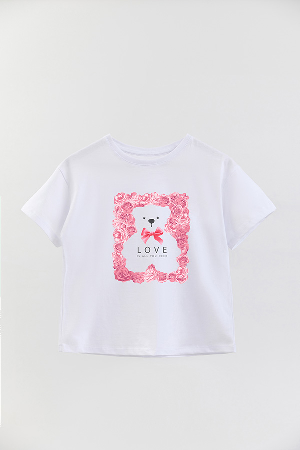 REMERA GIRL OVER TEDDY LOVE