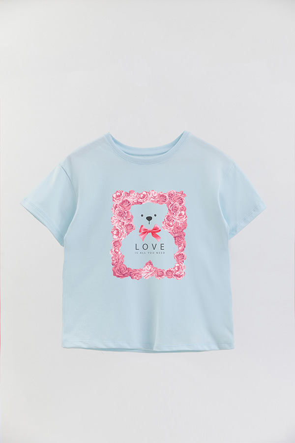 REMERA GIRL OVER TEDDY LOVE
