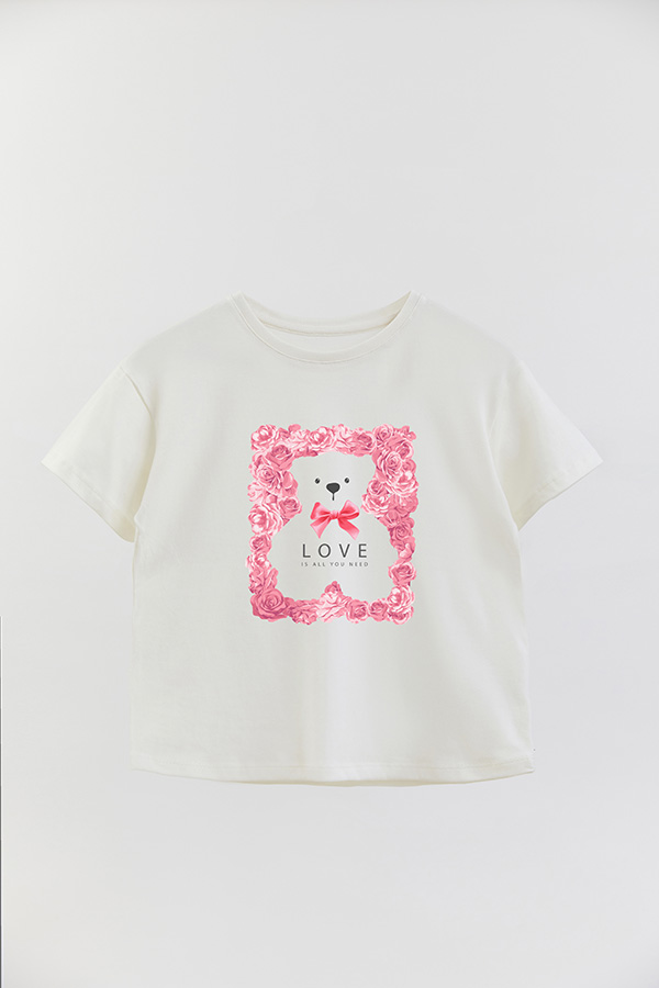 REMERA GIRL OVER TEDDY LOVE