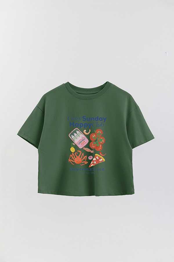REMERA CROP ESTAMPADA SF CRAZY SUNDAY HAPPY CLUB
