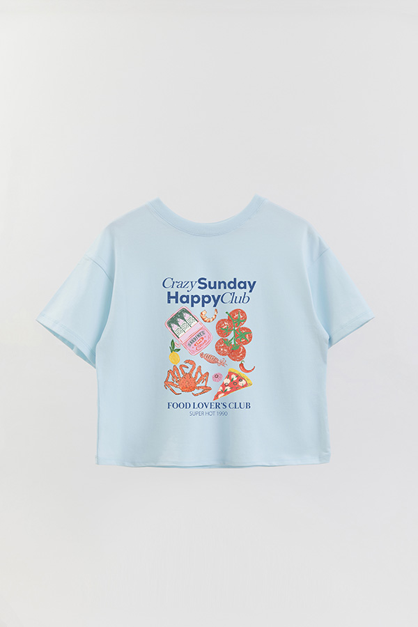 REMERA CROP ESTAMPADA SF CRAZY SUNDAY HAPPY CLUB