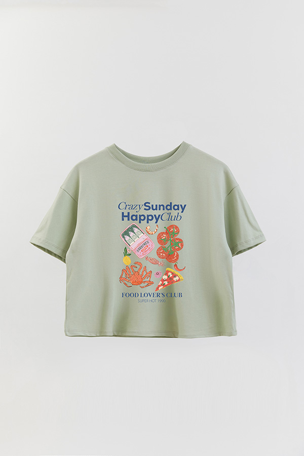 REMERA CROP ESTAMPADA SF CRAZY SUNDAY HAPPY CLUB