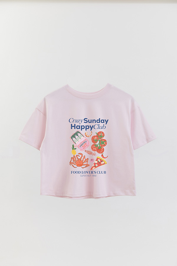 REMERA CROP ESTAMPADA SF CRAZY SUNDAY HAPPY CLUB