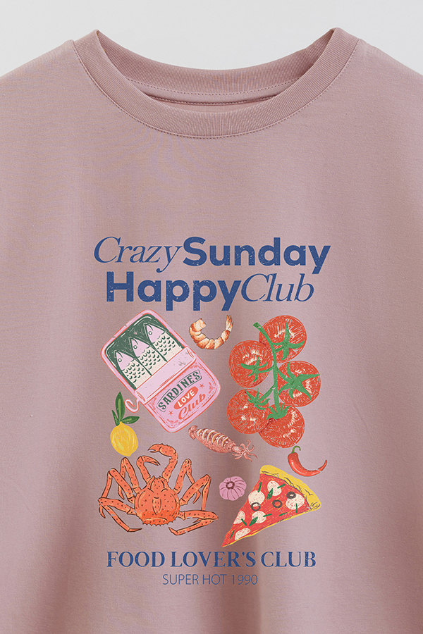REMERA CROP ESTAMPADA SF CRAZY SUNDAY HAPPY CLUB