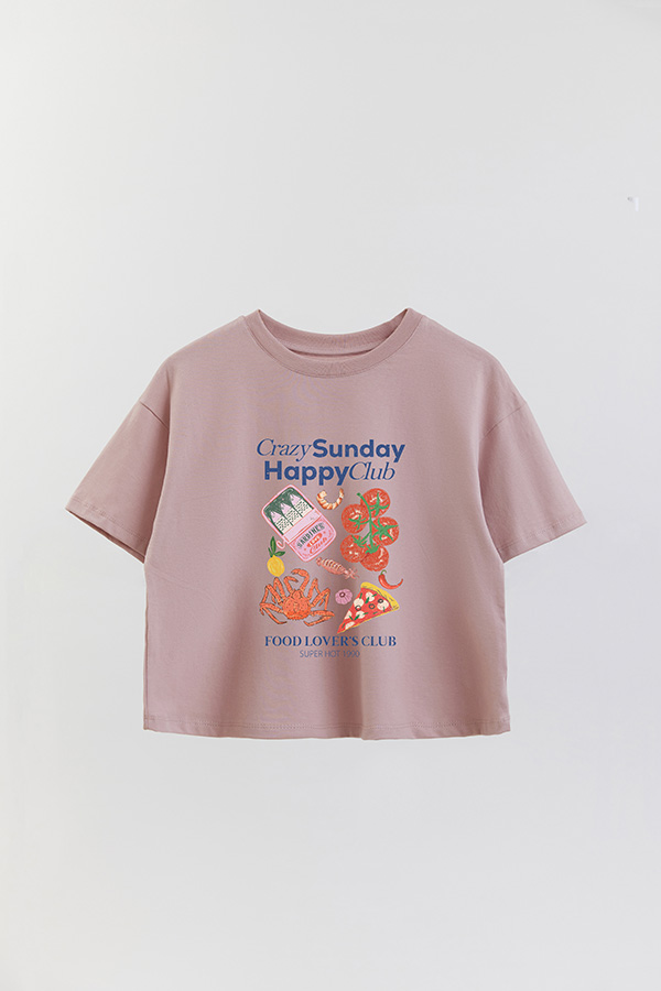 REMERA CROP ESTAMPADA SF CRAZY SUNDAY HAPPY CLUB