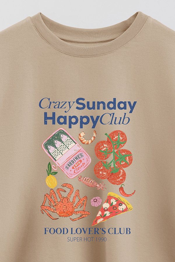 REMERA CROP ESTAMPADA SF CRAZY SUNDAY HAPPY CLUB