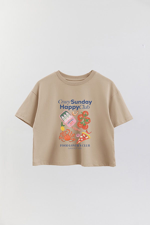 REMERA CROP ESTAMPADA SF CRAZY SUNDAY HAPPY CLUB