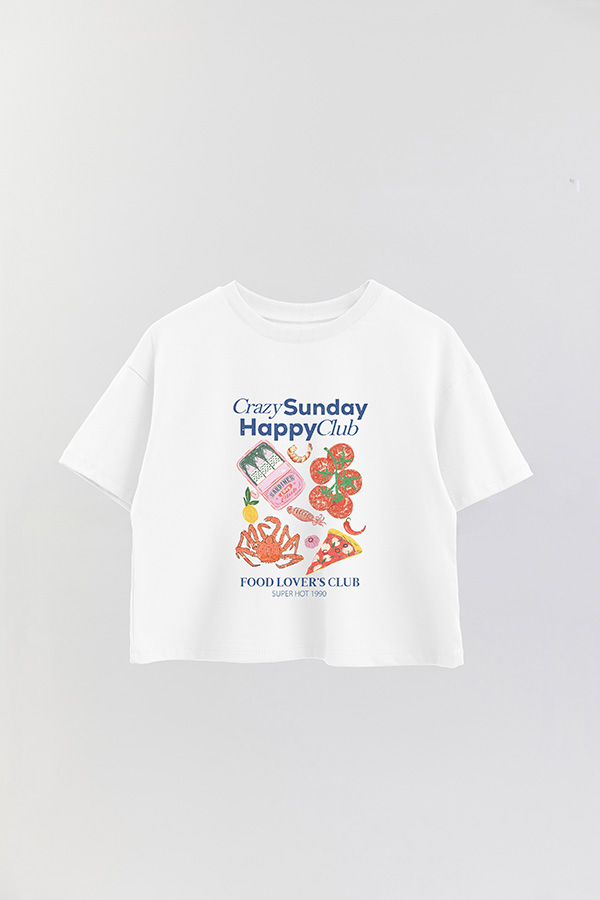 REMERA CROP ESTAMPADA SF CRAZY SUNDAY HAPPY CLUB
