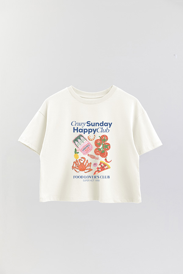 REMERA CROP ESTAMPADA SF CRAZY SUNDAY HAPPY CLUB