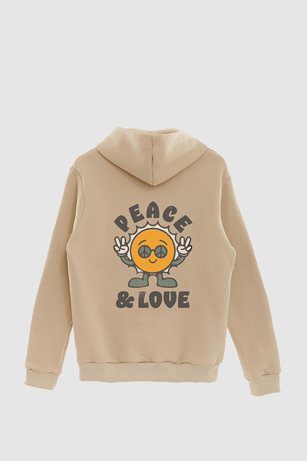 HOODIE ESTAMPADO CARTOON ILLUSTRATION PEACE AND LOVE