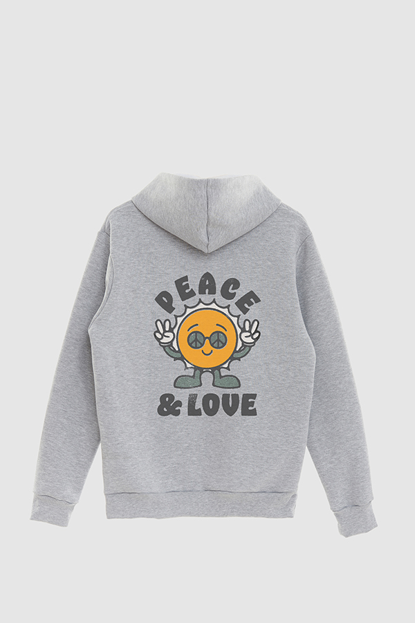 HOODIE ESTAMPADO CARTOON ILLUSTRATION PEACE AND LOVE