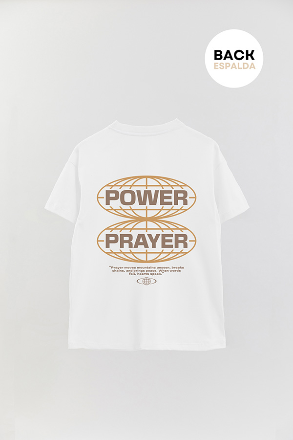 REMERA OVER ESTAMPADA UNISEX ESPALDA POWER PRAYER