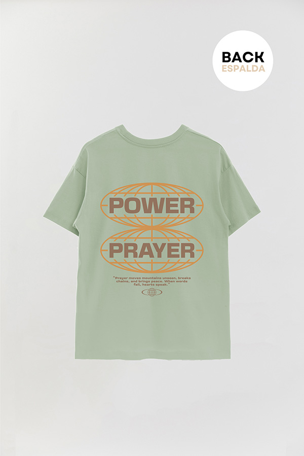 REMERA OVER ESTAMPADA UNISEX ESPALDA POWER PRAYER
