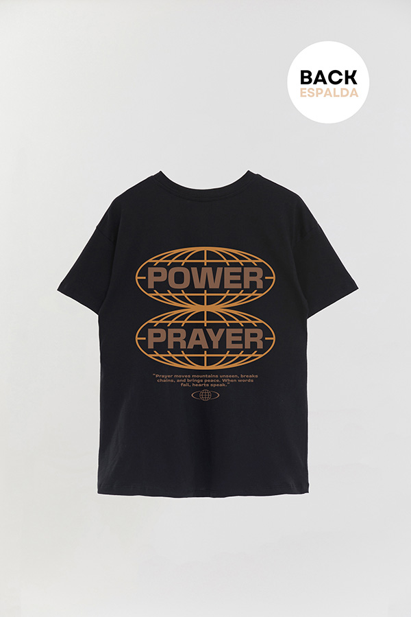 REMERA OVER ESTAMPADA UNISEX ESPALDA POWER PRAYER