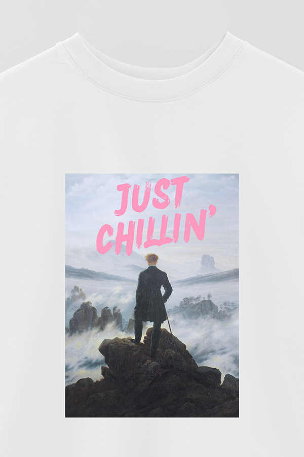 REMERA OVER ESTAMPADA ART COLLECTION 16 JUST CHILLIN
