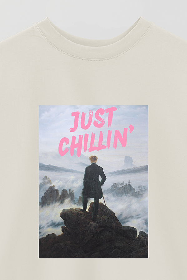 REMERA OVER ESTAMPADA ART COLLECTION 16 JUST CHILLIN
