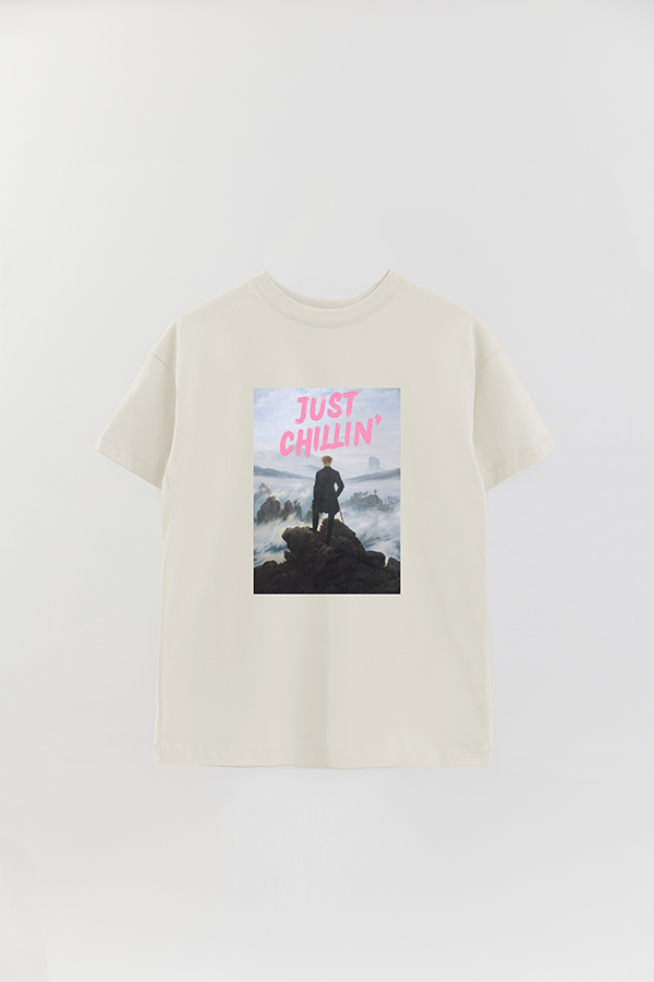 REMERA OVER ESTAMPADA ART COLLECTION 16 JUST CHILLIN