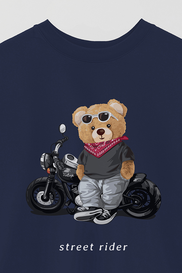 REMERA OVER ESTAMPADA UNISEX TEDDY STREET RIDER