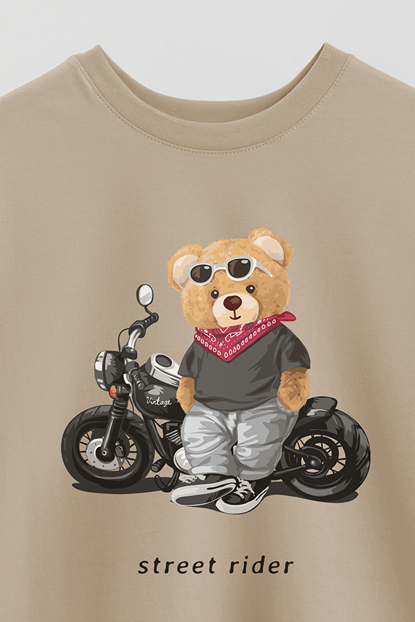 REMERA OVER ESTAMPADA UNISEX TEDDY STREET RIDER
