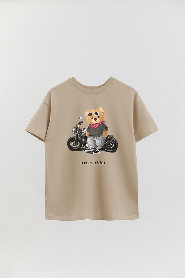 REMERA OVER ESTAMPADA UNISEX TEDDY STREET RIDER