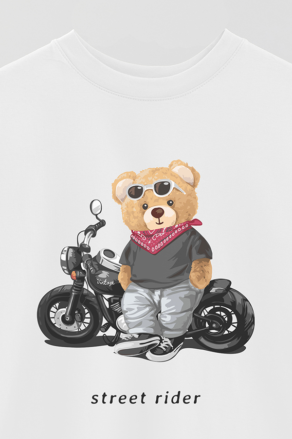 REMERA OVER ESTAMPADA UNISEX TEDDY STREET RIDER