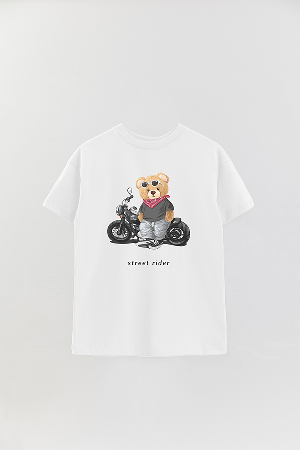 REMERA OVER ESTAMPADA UNISEX TEDDY STREET RIDER