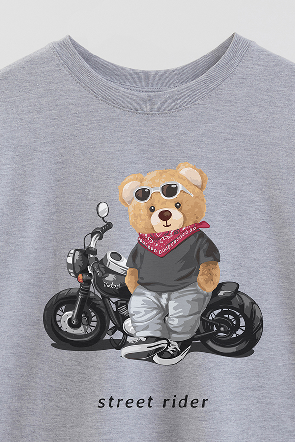 REMERA OVER ESTAMPADA UNISEX TEDDY STREET RIDER