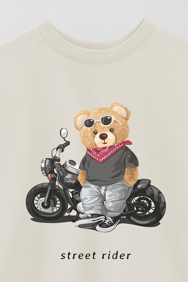 REMERA OVER ESTAMPADA UNISEX TEDDY STREET RIDER
