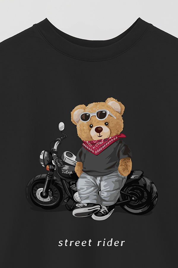 REMERA OVER ESTAMPADA UNISEX TEDDY STREET RIDER