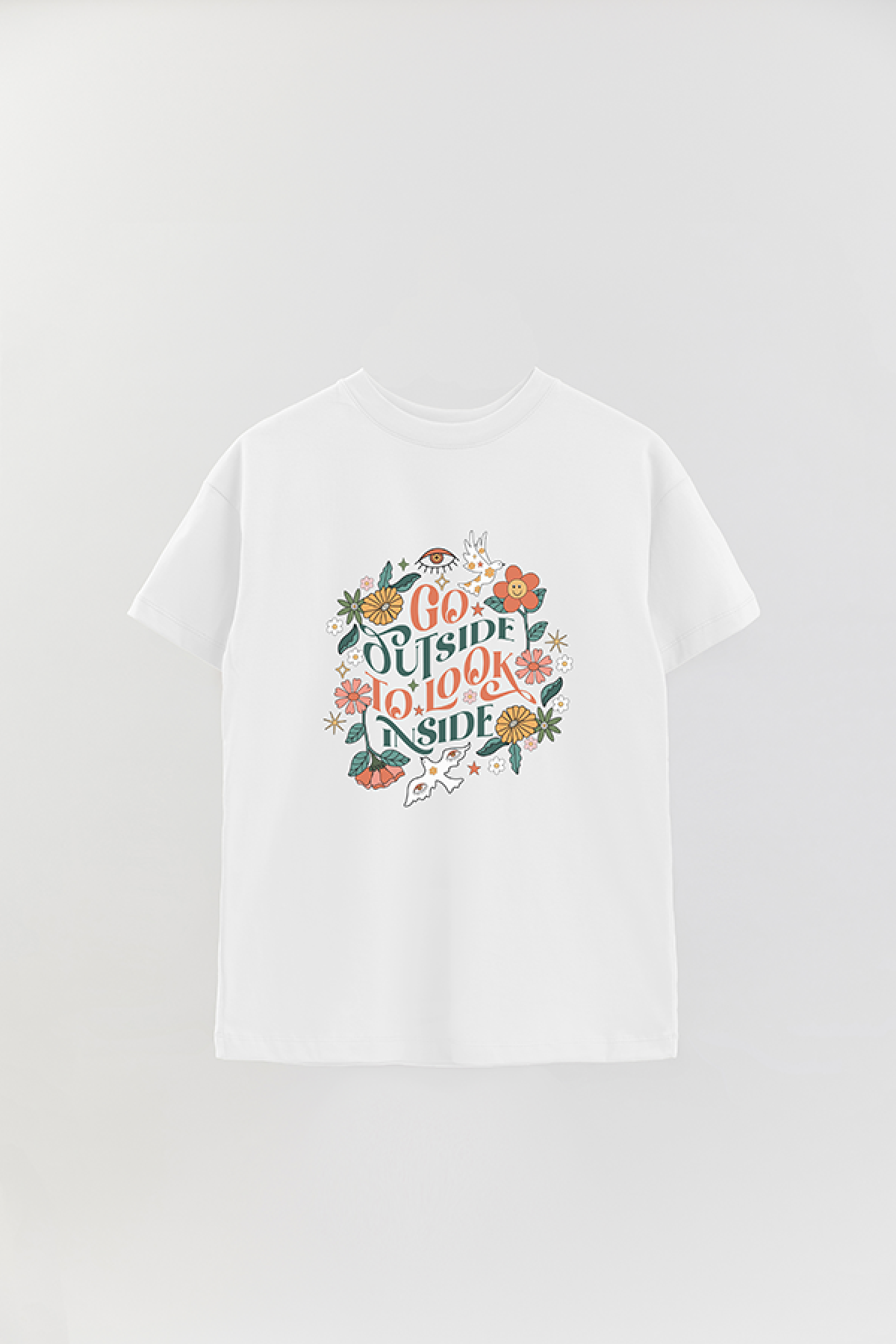 REMERA OVER ESTAMPADA BH2 GO OUTSIDE TO LOOK INSIDE