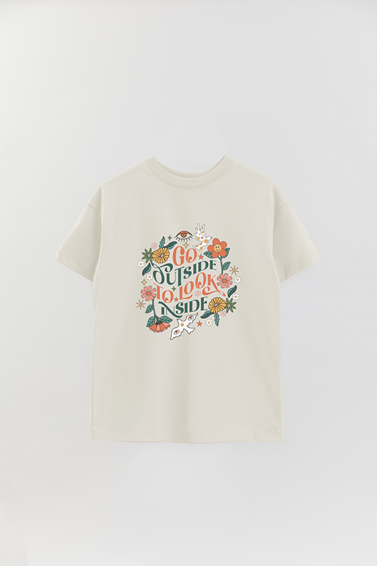 REMERA OVER ESTAMPADA BH2 GO OUTSIDE TO LOOK INSIDE
