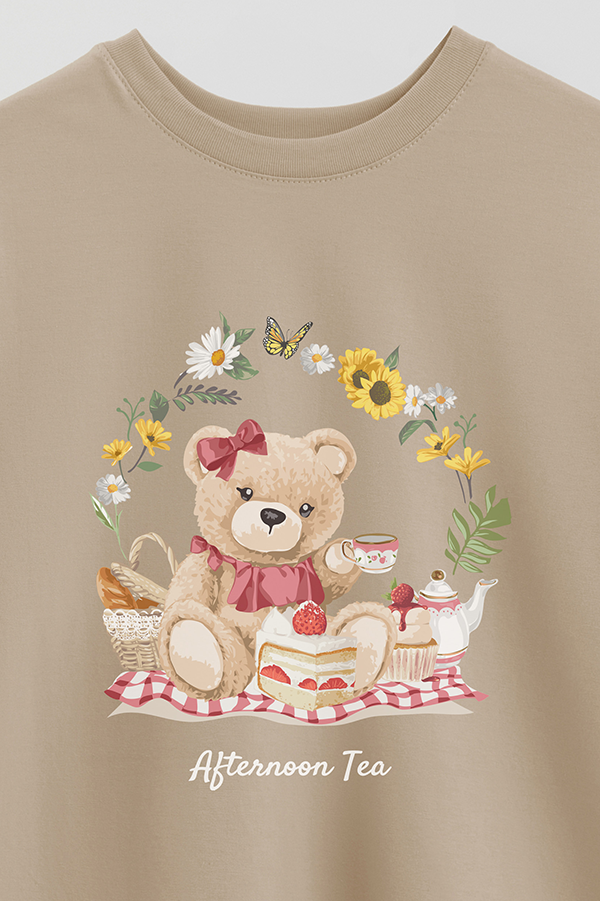 REMERA OVER ESTAMPADA UNISEX TEDDY AFTERNOON