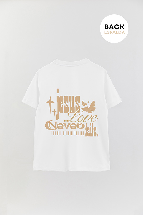 REMERA OVER ESTAMPADA UNISEX ESPALDA JESUS LOVE