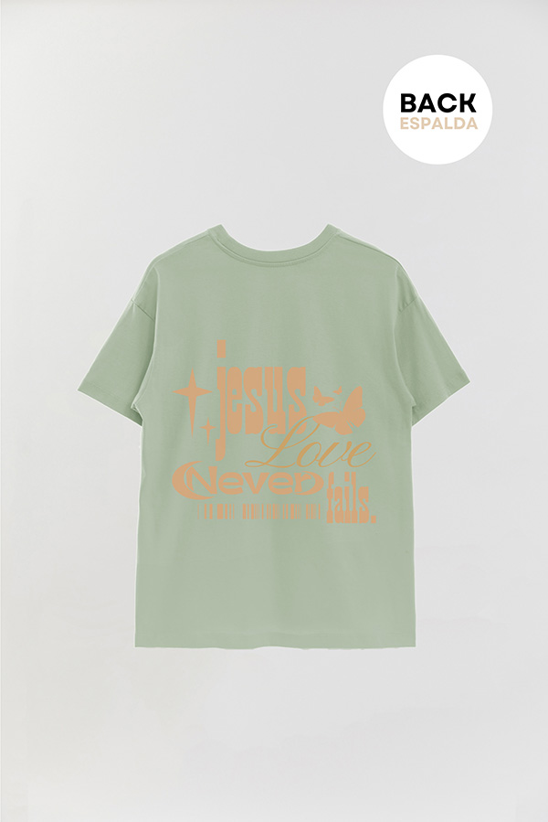 REMERA OVER ESTAMPADA UNISEX ESPALDA JESUS LOVE