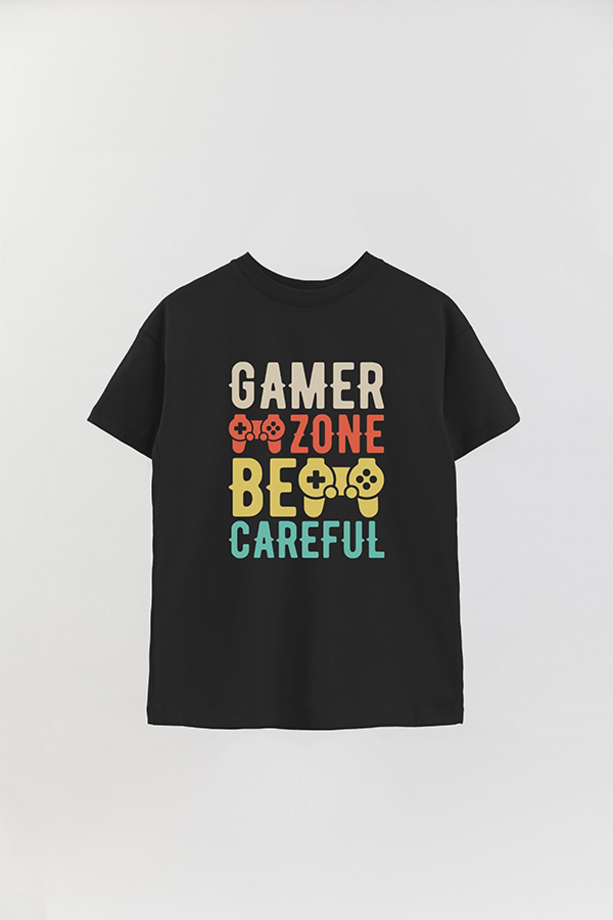 REMERA OVER ESTAMPADA GM GAMER ZONE BE CAREFUL
