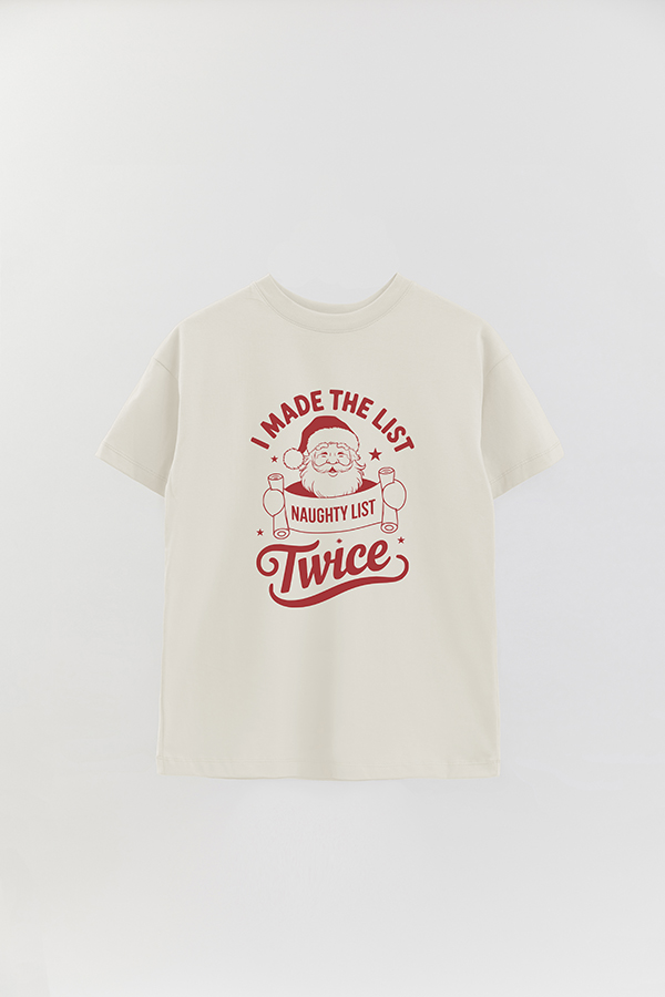 REMERA OVERSIZE ESTAMPADA SARCASTIC XMAS I MADE THE LIST
