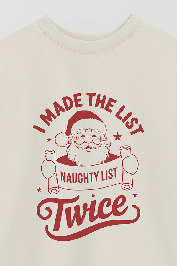 REMERA OVERSIZE ESTAMPADA SARCASTIC XMAS I MADE THE LIST