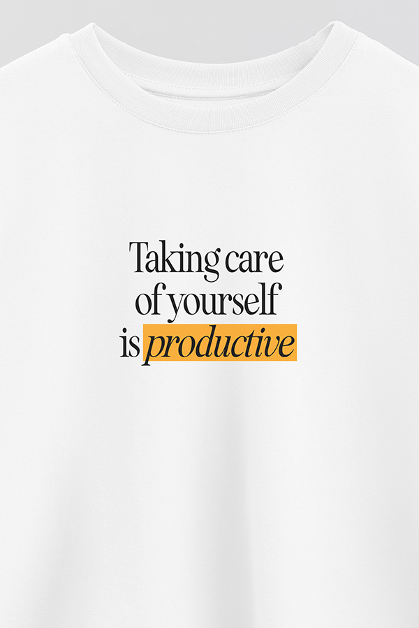 REMERA CROP ESTAMPADA TAKING CARE OF YOURSELF