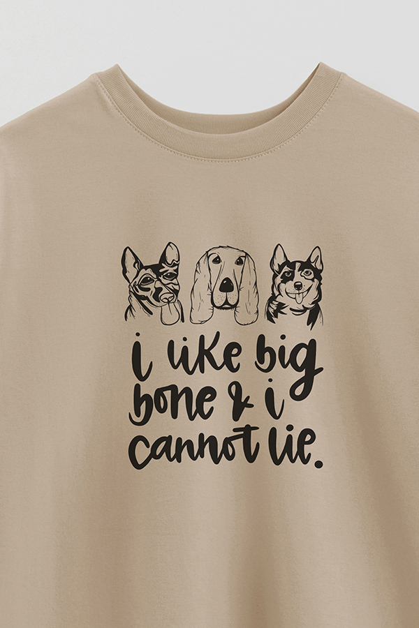 REMERA OVER ESTAMPADA DOG I LIKE BIG BONE AND I CANNOT LIE