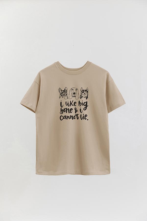 REMERA OVER ESTAMPADA DOG I LIKE BIG BONE AND I CANNOT LIE