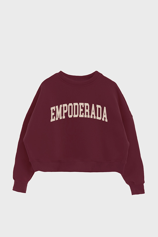 BUZO CROP ESTAMPADO VARSITY EMPODERADA