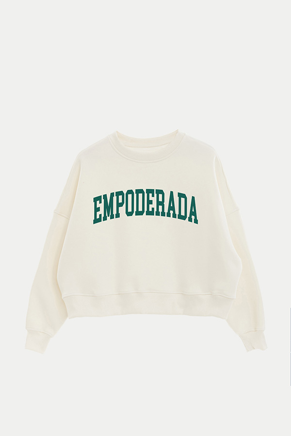 BUZO CROP ESTAMPADO VARSITY EMPODERADA