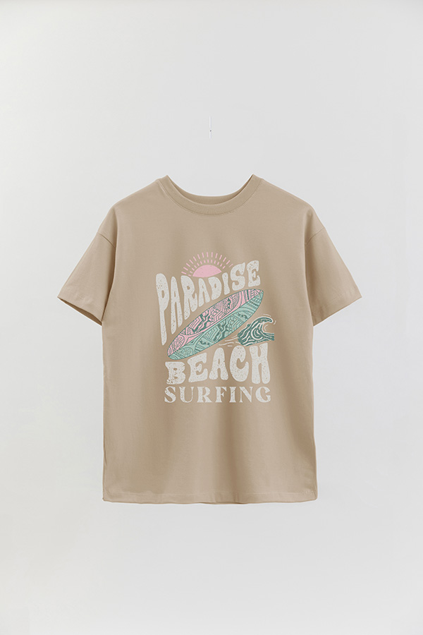 REMERA OVER ESTAMPADA PARADISE BEACH SURFING
