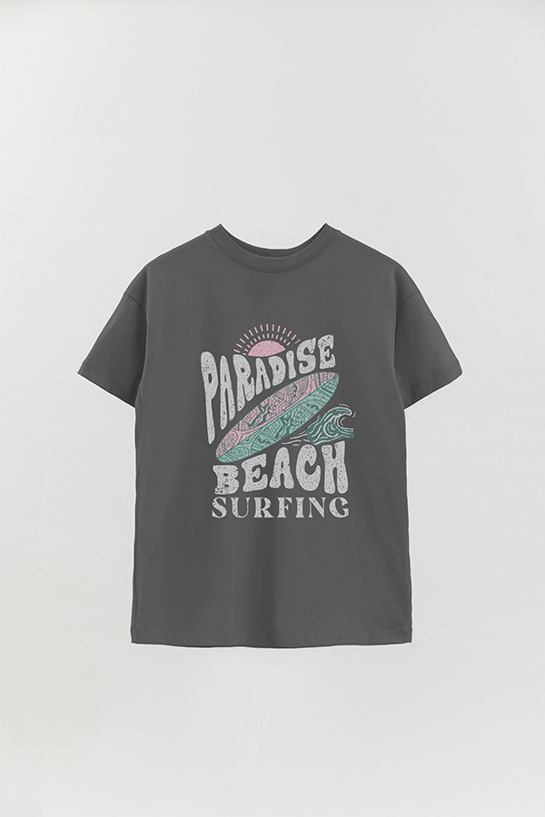 REMERA OVER ESTAMPADA PARADISE BEACH SURFING