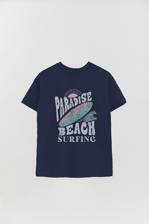 REMERA OVER ESTAMPADA PARADISE BEACH SURFING
