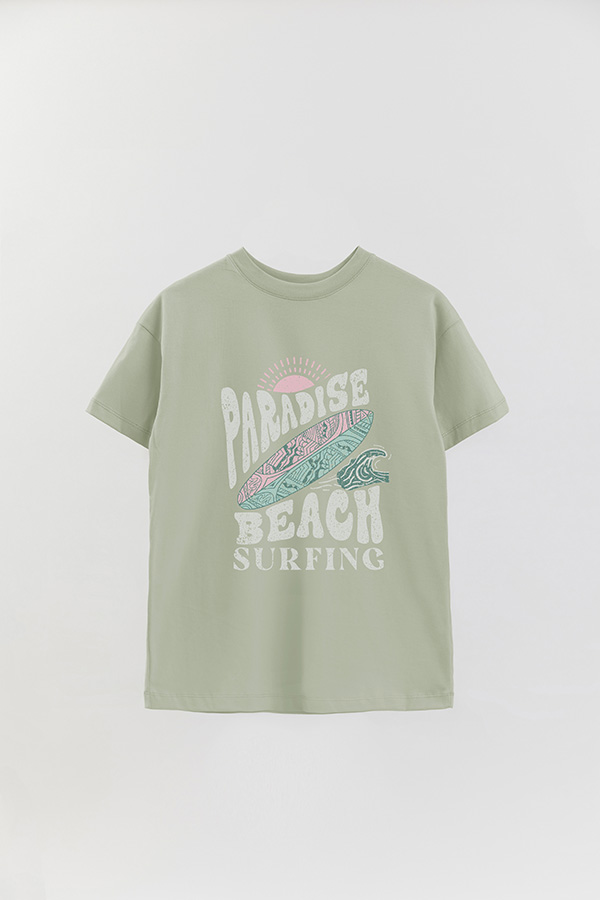 REMERA OVER ESTAMPADA PARADISE BEACH SURFING