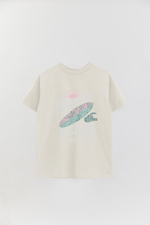 REMERA OVER ESTAMPADA PARADISE BEACH SURFING