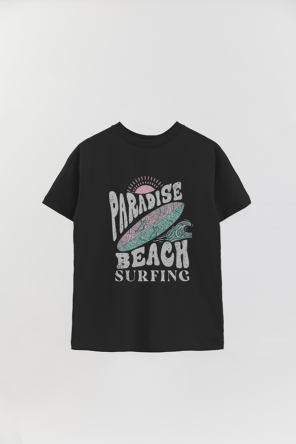 REMERA OVER ESTAMPADA PARADISE BEACH SURFING