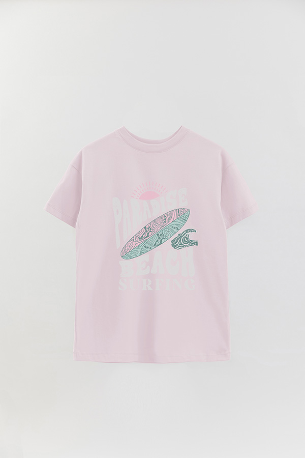 REMERA OVER ESTAMPADA PARADISE BEACH SURFING