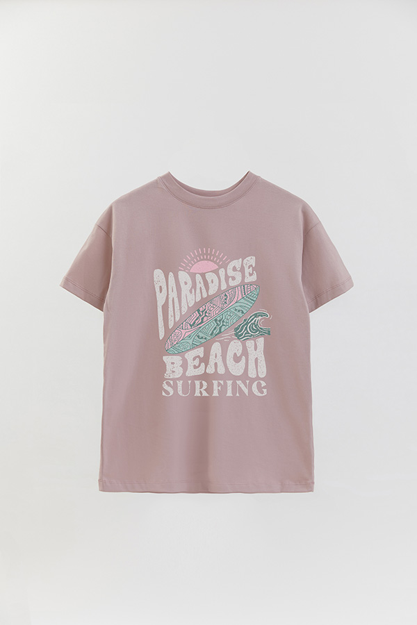 REMERA OVER ESTAMPADA PARADISE BEACH SURFING